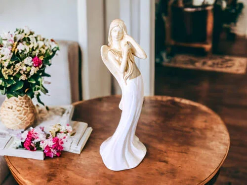 Anioł Elise Art - biały -  35 x 15 cm figurka dekoracyjna gipsowa