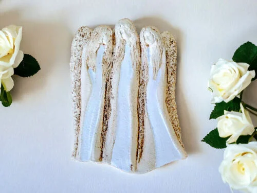 Anioły Wiara Nadzieja Miłość - białe -  28 x 20 cm figurka dekoracyjna gipsowa