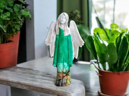 Anioł Julia Art Leaf -  27 x 14 cm figurka dekoracyjna gipsowa