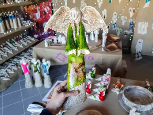 Anioł Clara Art Leaf - szary  -  40 x 28 cm figurka dekoracyjna gipsowa