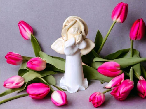 Aniołek Adam - stojący biały -  13 cm figurka dekoracyjna gipsowa