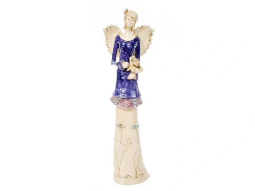 Anioł Mia - fiolet ciemny -  40 x 16 cm figurka dekoracyjna gipsowa