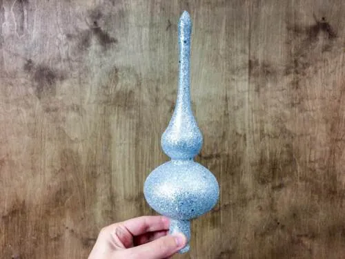 Srebrny szpic choinkowy  -  28 cm bombka choinkowa szklana