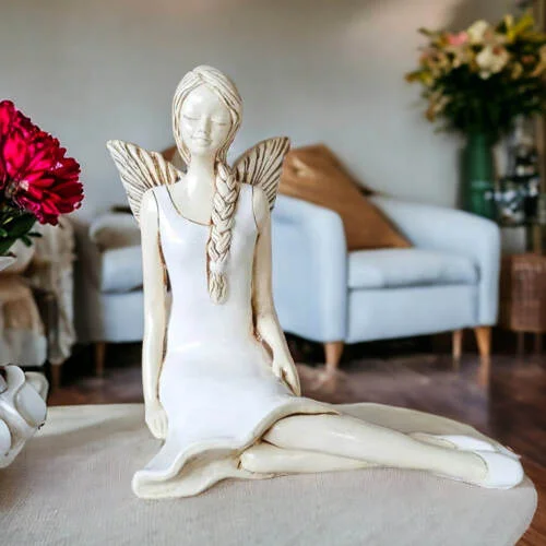 Aniołek Matilda  - kremowy -  15 cm figurka dekoracyjna gipsowa