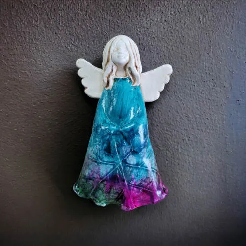 Anioł Monica Art Leaf -  18 x 10 cm figurka dekoracyjna gipsowa