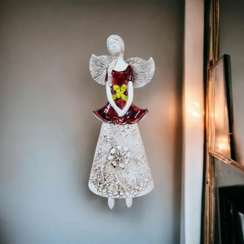 Anioł Abigail - brązowy -  30 x 14 cm figurka dekoracyjna gipsowa