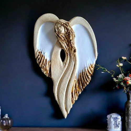 Anioł Cynthia - biały -  30 x 17 cm figurka dekoracyjna gipsowa