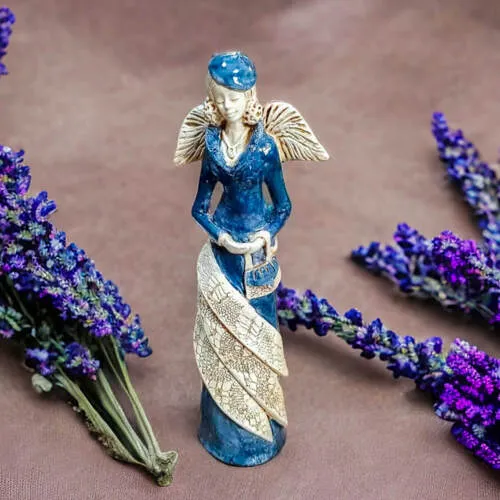 Anioł Charlotte - szary -  32 x 15 cm figurka dekoracyjna gipsowa