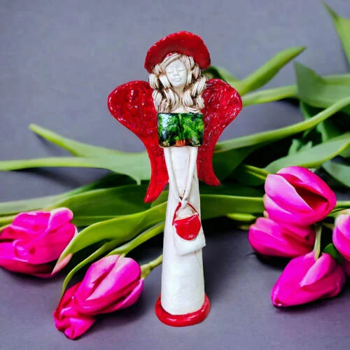 Anioł Coco Art Leaf  -  30 x 14 cm figurka dekoracyjna gipsowa