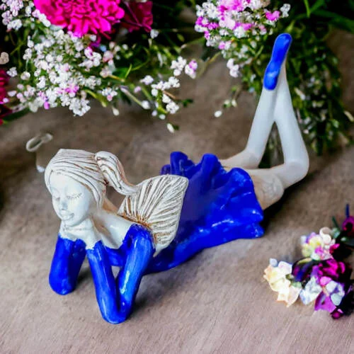 Aniołek Dixie - niebieski -  15 cm figurka dekoracyjna gipsowa