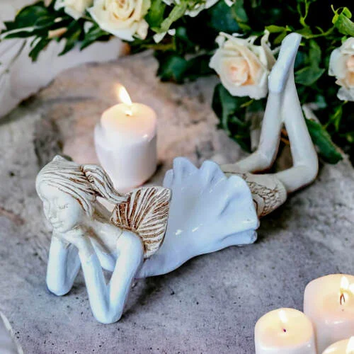 Aniołek Dixie - biały -  15 cm figurka dekoracyjna gipsowa