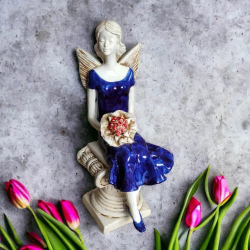 Anioł Pauline - granat -  20 x 9 cm figurka dekoracyjna gipsowa
