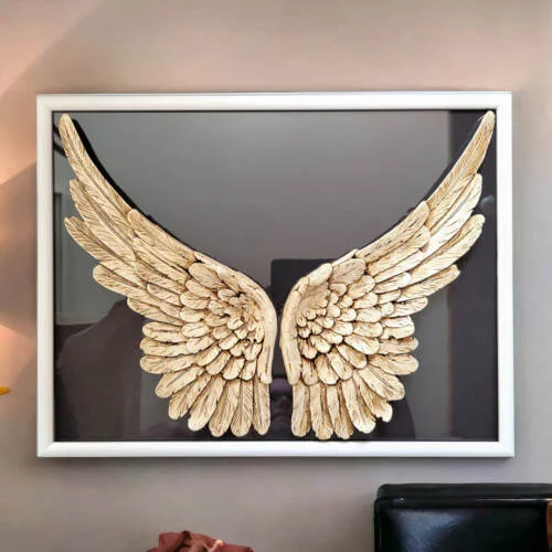 Skrzydła Anioła + ramka 30x40 - ciemna - wiszące -  30 x 40 cm figurka dekoracyjna gipsowa