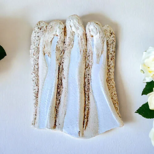 Anioły Wiara Nadzieja Miłość - białe -  28 x 20 cm figurka dekoracyjna gipsowa