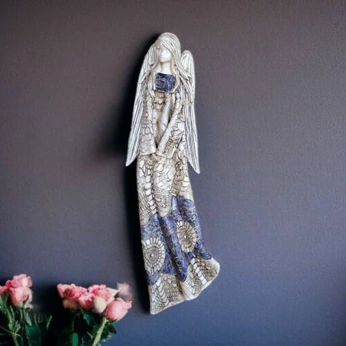 Anioł Genesis - wiszący szary -  55 x 20 cm figurka dekoracyjna gipsowa