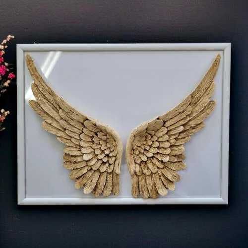 Skrzydła Anioła + ramka - wiszące -  30 x 40 cm figurka dekoracyjna gipsowa