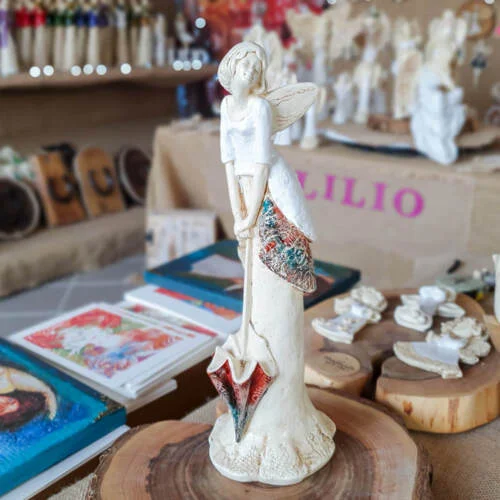 Anioł Annabel - biały -  35 x 15 cm figurka dekoracyjna gipsowa