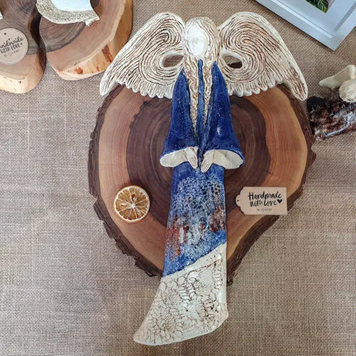 Anioł Clara Art - granatowy -  40 x 28 cm figurka dekoracyjna gipsowa