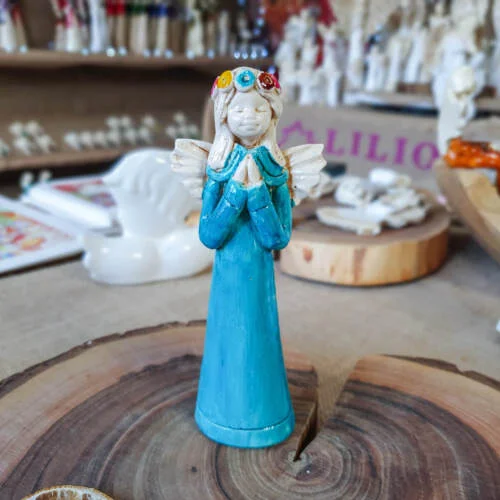 Aniołek Eva - turkus -  15 cm figurka dekoracyjna gipsowa