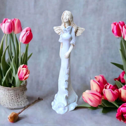 Anioł Margaret - biały -  32 cm figurka dekoracyjna gipsowa
