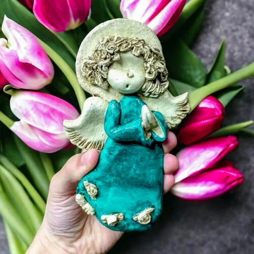 Liolinek Marzyciel - turkus -  16 x 10 cm figurka dekoracyjna gipsowa