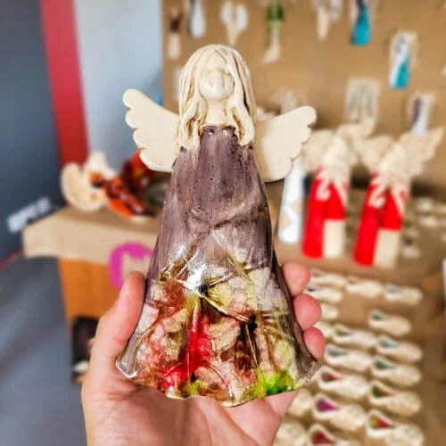 Anioł Monica Art Leaf -  18 x 10 cm figurka dekoracyjna gipsowa