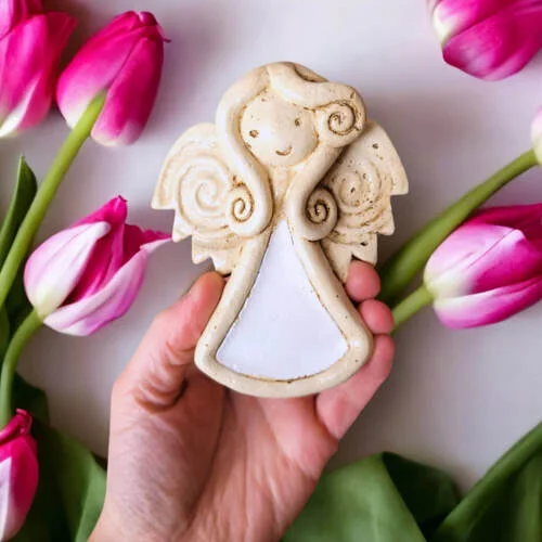 Liolinka Niunia - biały -  10 x 7 cm figurka dekoracyjna gipsowa