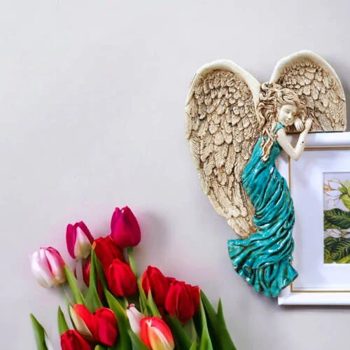 Anioł Andrea - turkus lewy -  19 x 11 cm figurka dekoracyjna gipsowa