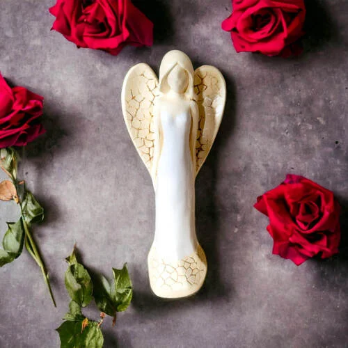 Anioł Emily - biały -  22 x 9 cm figurka dekoracyjna gipsowa