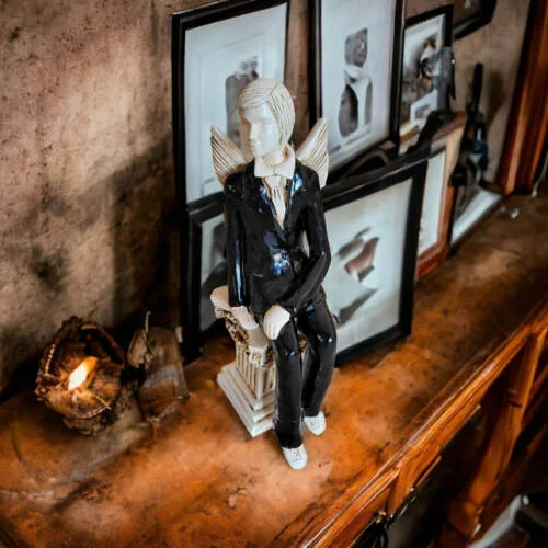 Anioł co chętnie słucha -  20 x 9 cm figurka dekoracyjna gipsowa