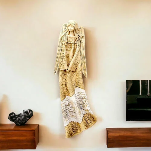 Anioł Genesis - wiszący biały -  55 x 20 cm figurka dekoracyjna gipsowa