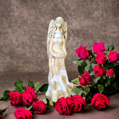 Anioł Genesis - stojący biały -  57 x 22 cm figurka dekoracyjna gipsowa