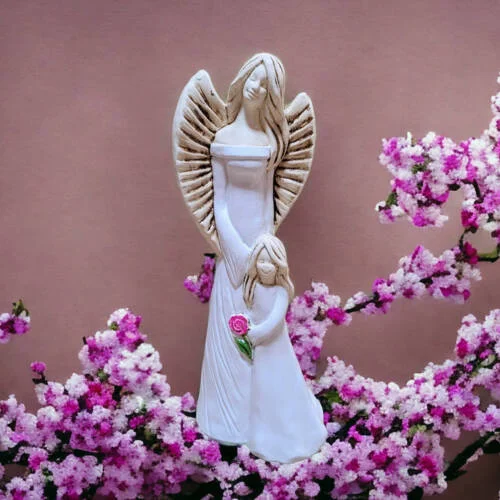 Anioł Hannah & Evelyn - biały -  32 x 15 cm figurka dekoracyjna gipsowa