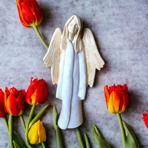 Anioł Julia - biały -  27 x 14 cm figurka dekoracyjna gipsowa