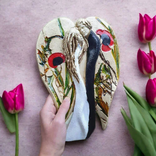 Kochające Anioły - wiszące mix 2 -  35 x 21 cm figurka dekoracyjna gipsowa