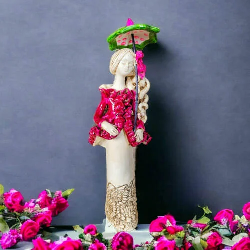 Anioł Konstancja - fiolet -  32 x 10 cm figurka dekoracyjna gipsowa