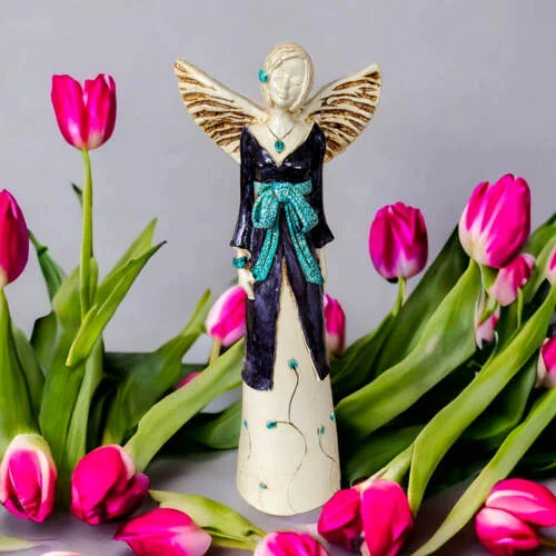 Anioł Lily - granat -  35 x 15 cm figurka dekoracyjna gipsowa