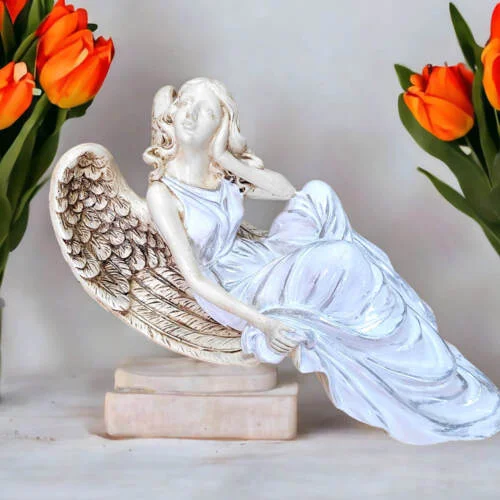 Anioł od Św. Rity - biały -  47 x 25 cm figurka dekoracyjna gipsowa