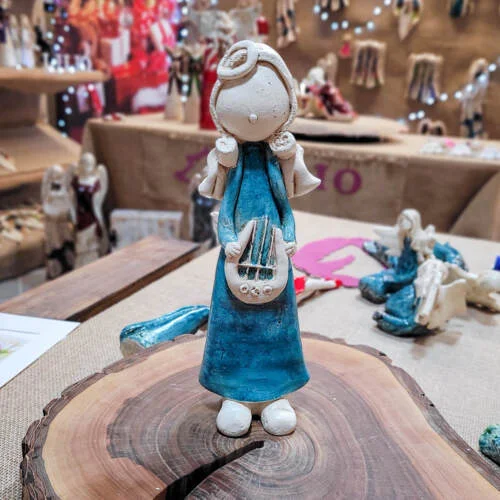 Anioł Szarpidruta - turkus -  27 x 8 cm figurka dekoracyjna gipsowa