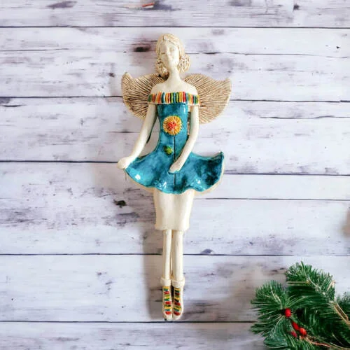 Anioł Theresa - turkus -  30 x 14 cm figurka dekoracyjna gipsowa