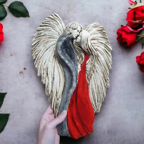 Zakochane Anioły - wiszące czerwone -  35 x 21 cm figurka dekoracyjna gipsowa