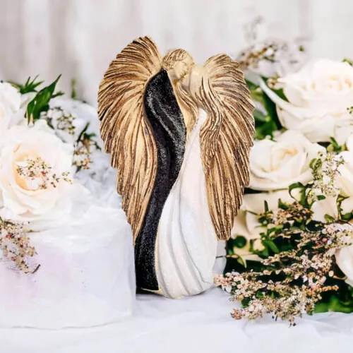 Zakochane Anioły - wiszące biało czarne -  35 x 21 cm figurka dekoracyjna gipsowa