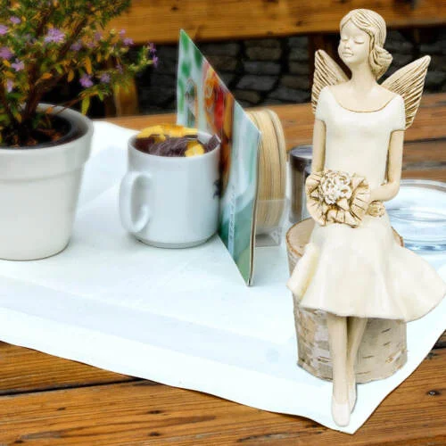 Anioł Pauline - kremowy -  20 x 9 cm figurka dekoracyjna gipsowa