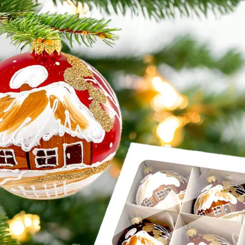 Bombki chatki bordowe -  100 mm bombki choinkowe szklane 6 szt