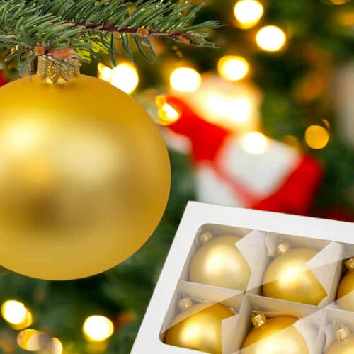 Bombki złoty mat -  80 mm  bombki choinkowe szklane 6 szt