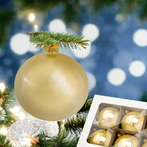 Bombki złoty błysk -  80 mm  bombki choinkowe szklane 6 szt
