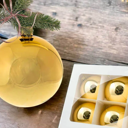 Bombki złoty błysk Classic -  80 mm  bombki choinkowe szklane 6 szt