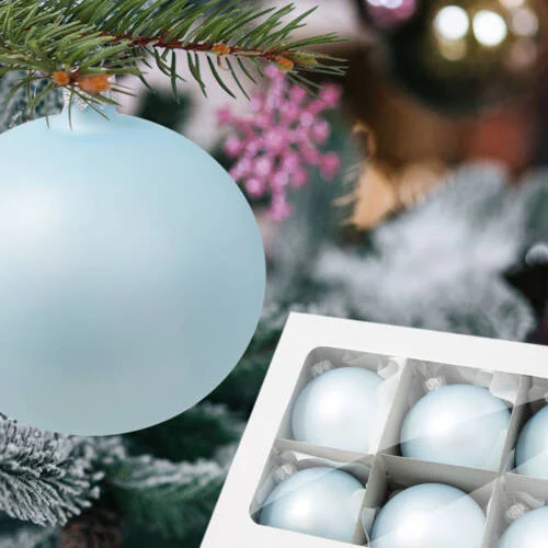 Bombki błękitna perła  -  80 mm  bombki choinkowe szklane 6 szt