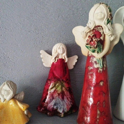 Anioł Monica Art Leaf -  18 x 10 cm figurka dekoracyjna gipsowa