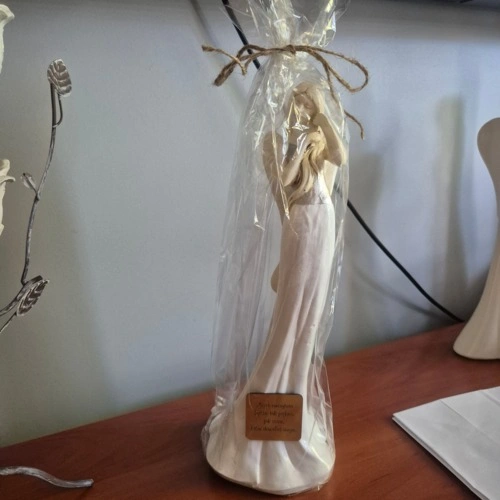 Anioł Elise Art - biały -  35 x 15 cm figurka dekoracyjna gipsowa